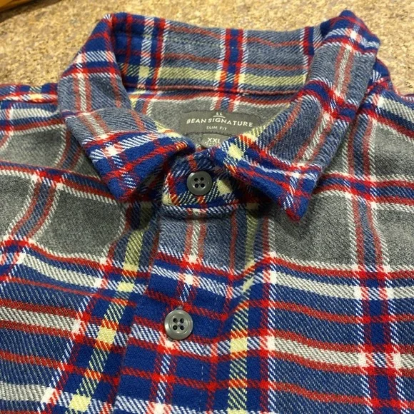 L. L. Bean Signature Organic Cotton Flannel Button Up Shirt Slim Fit XXL 507625 - Picture 7 of 14